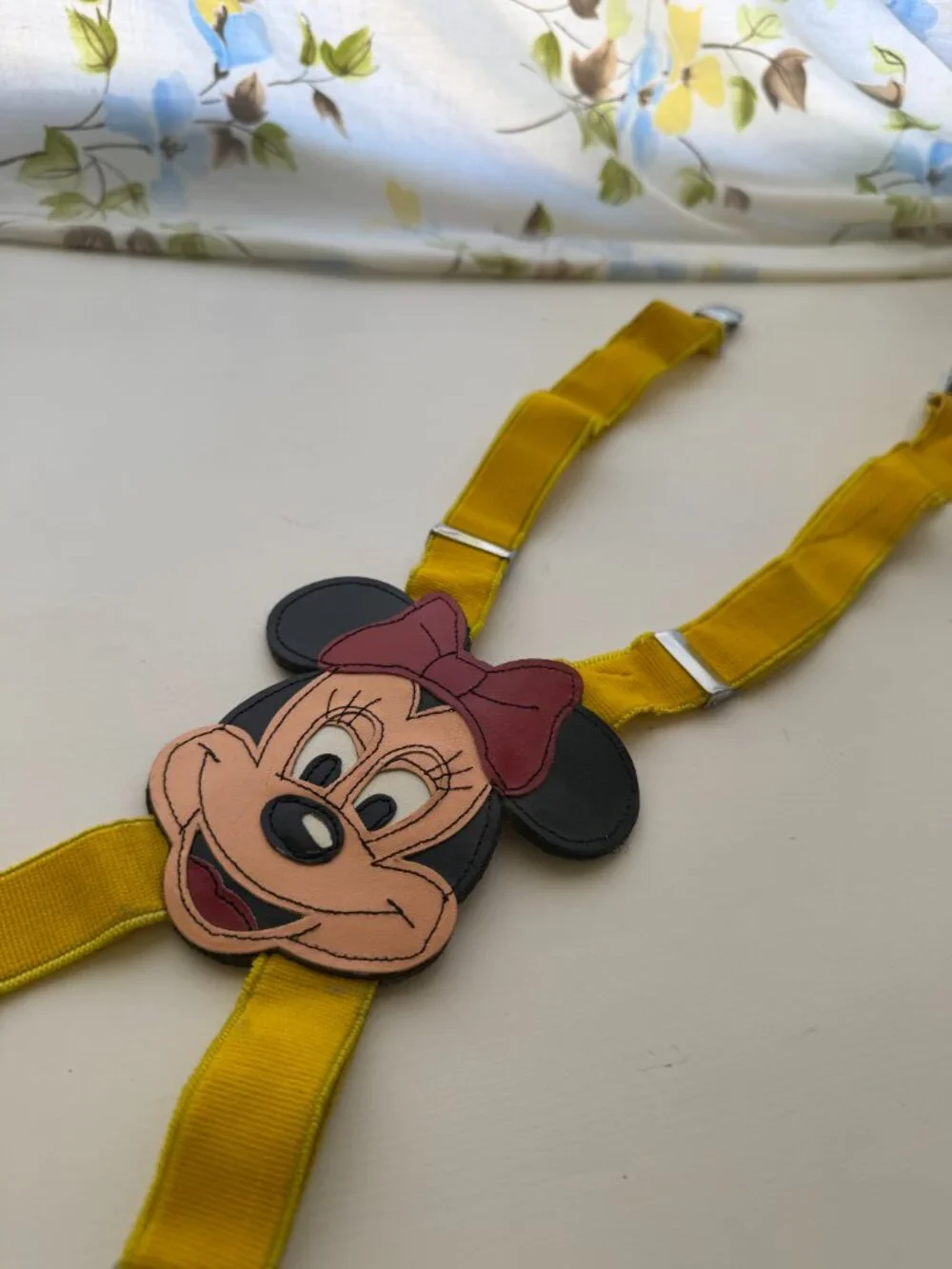 Vintage Disney Genuine Leather Character Face Minnie Mouse Suspenders